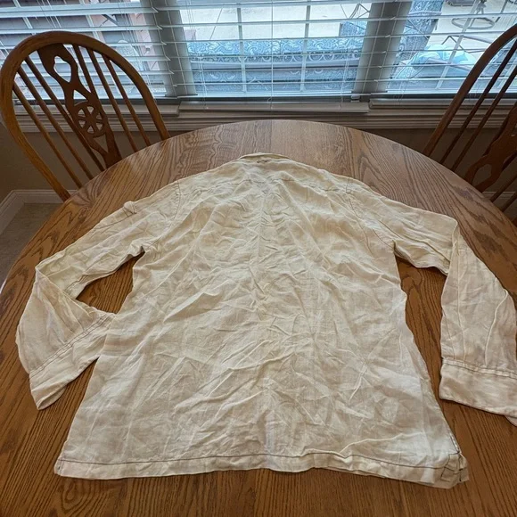 RODA Luxury Denim 100% Linen Shirt Men’s Modern Fit XXL Ivory - Picture 2 of 8